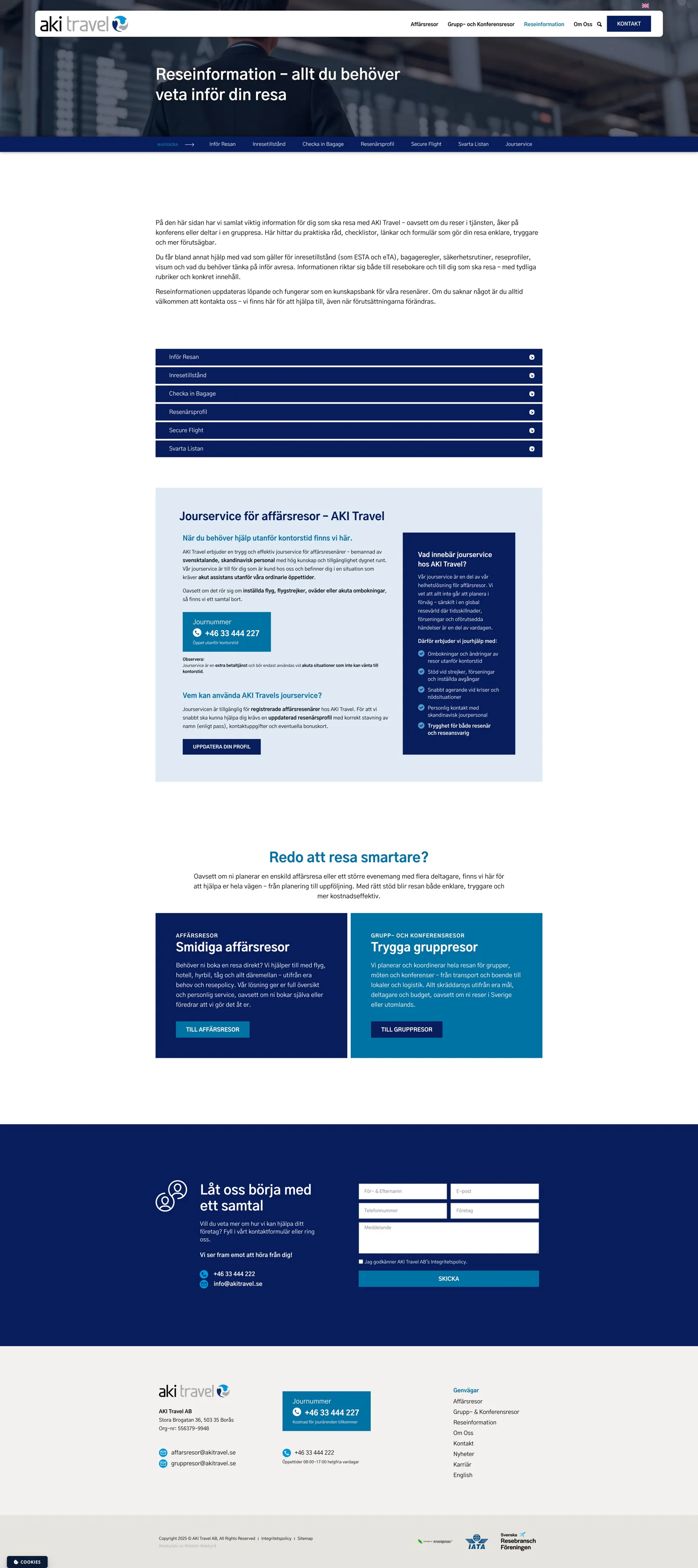 AKI Travels sida med samlad reseinformation