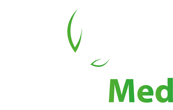 BeautyMeds vita logotyp för mörk bakgrund