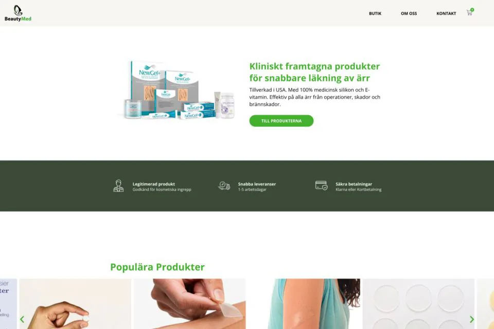 BeautyMeds WooCommerce-butik med produktvägledning, sortiment och kliniskt innehåll
