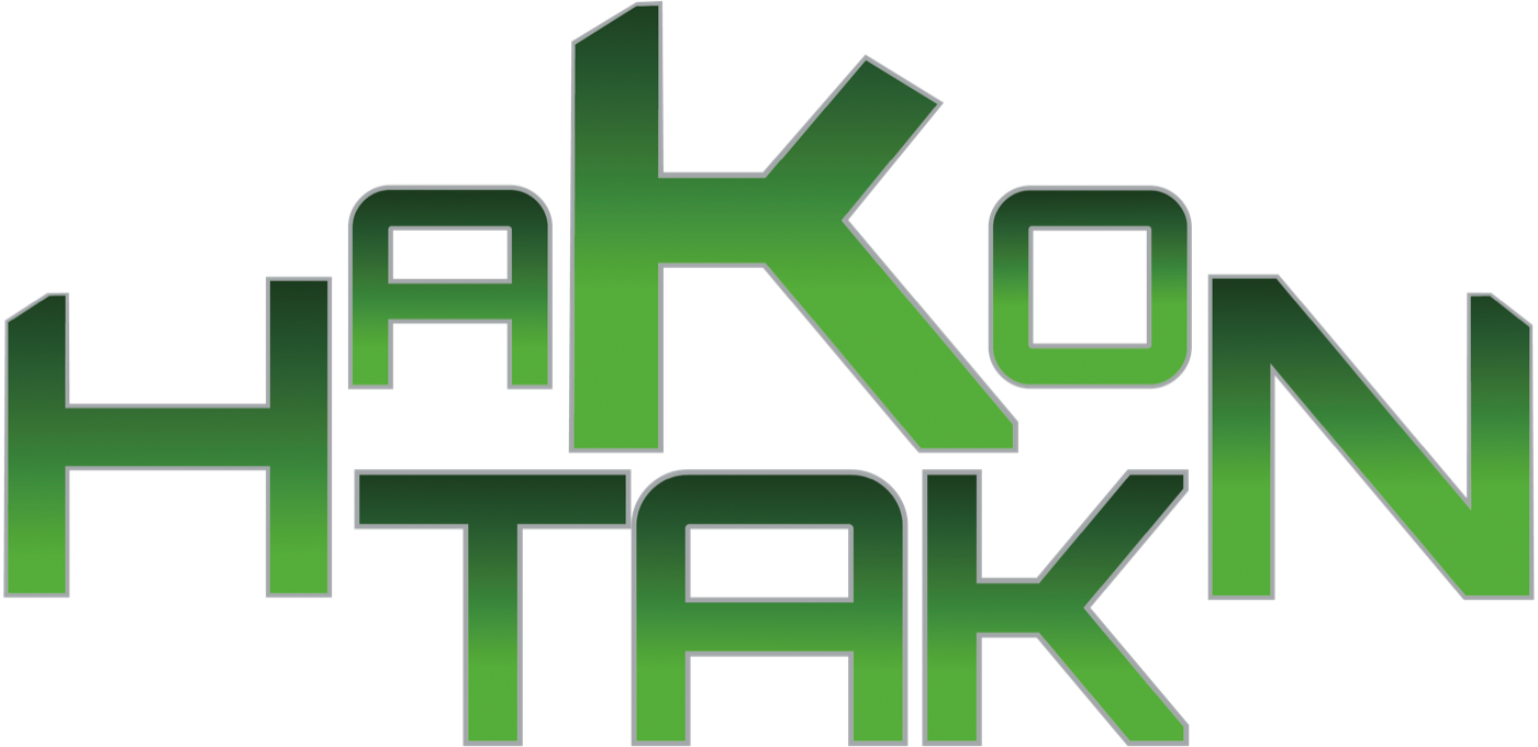 Hakon Taks gröna logotyp där bokstäverna bildar formen av ett tak