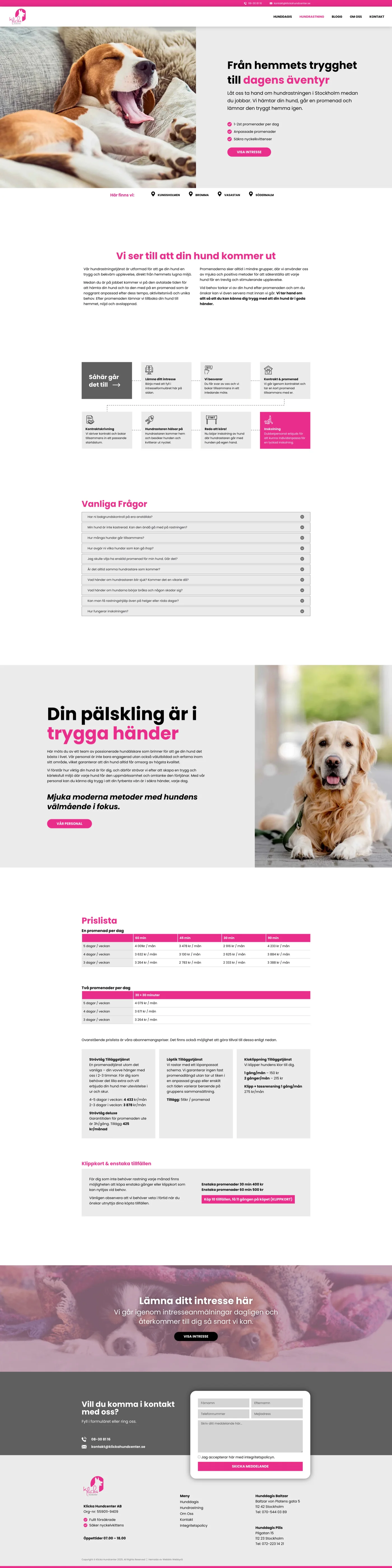 Klicka Hundcenters sida för hundrastning