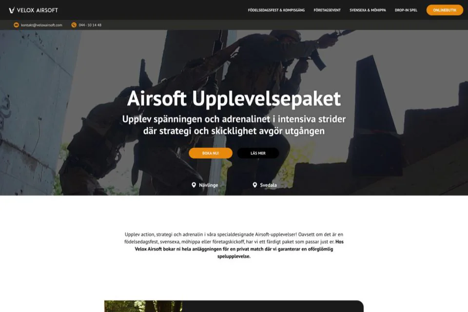 Velox Airsofts e-handel och eventsida