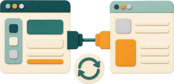 Illustration av digitala system och sammanlänkad information