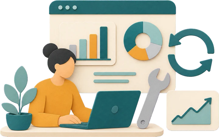 Illustration av teknisk support och förvaltning